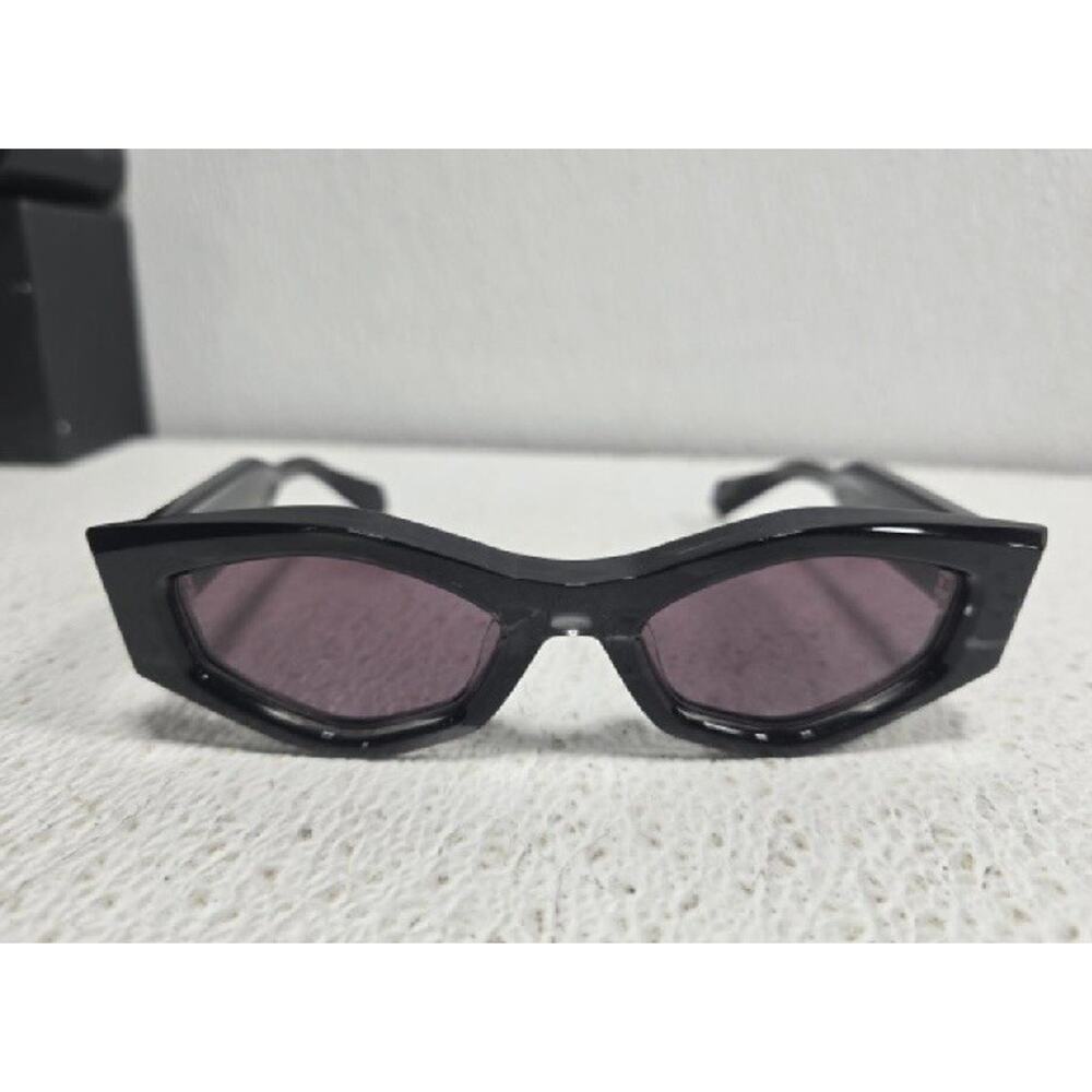 Valentino Black Cat-Eye Sunglasses with Purple Tint